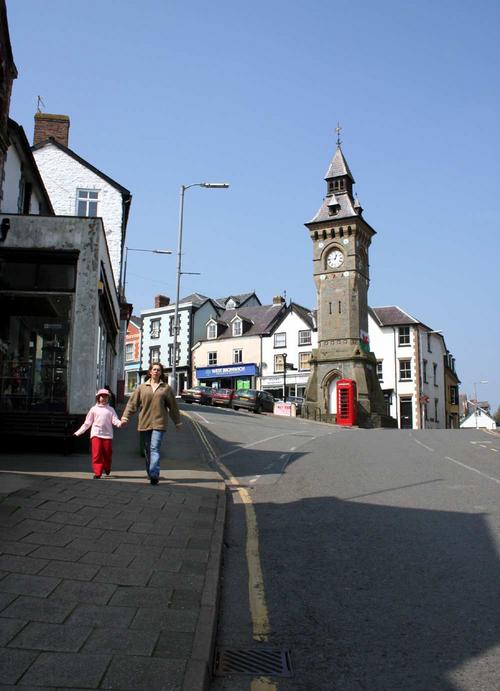 Clock tower in Knighton, Powys