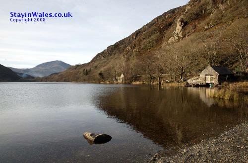 Boathouses on Llyn Dinas