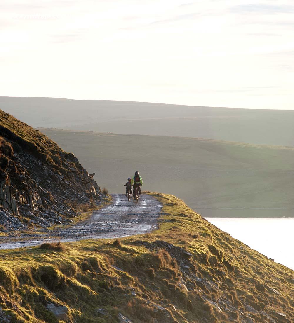 Mountain bikers at Claerwen, Mid Wales