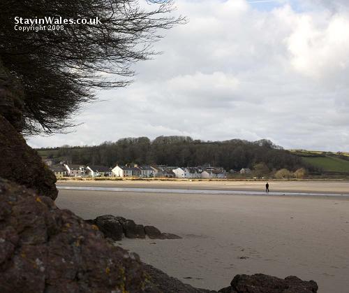 The Green and beach at Llansteffan