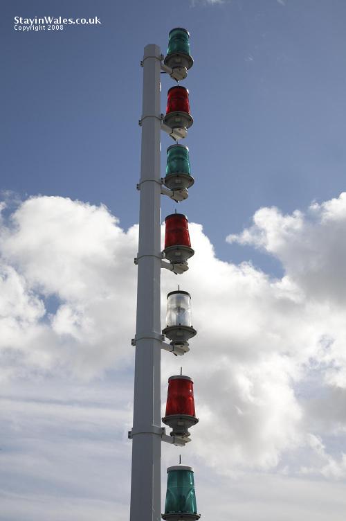 Marker lights on Cardiff Barrage Breakwater