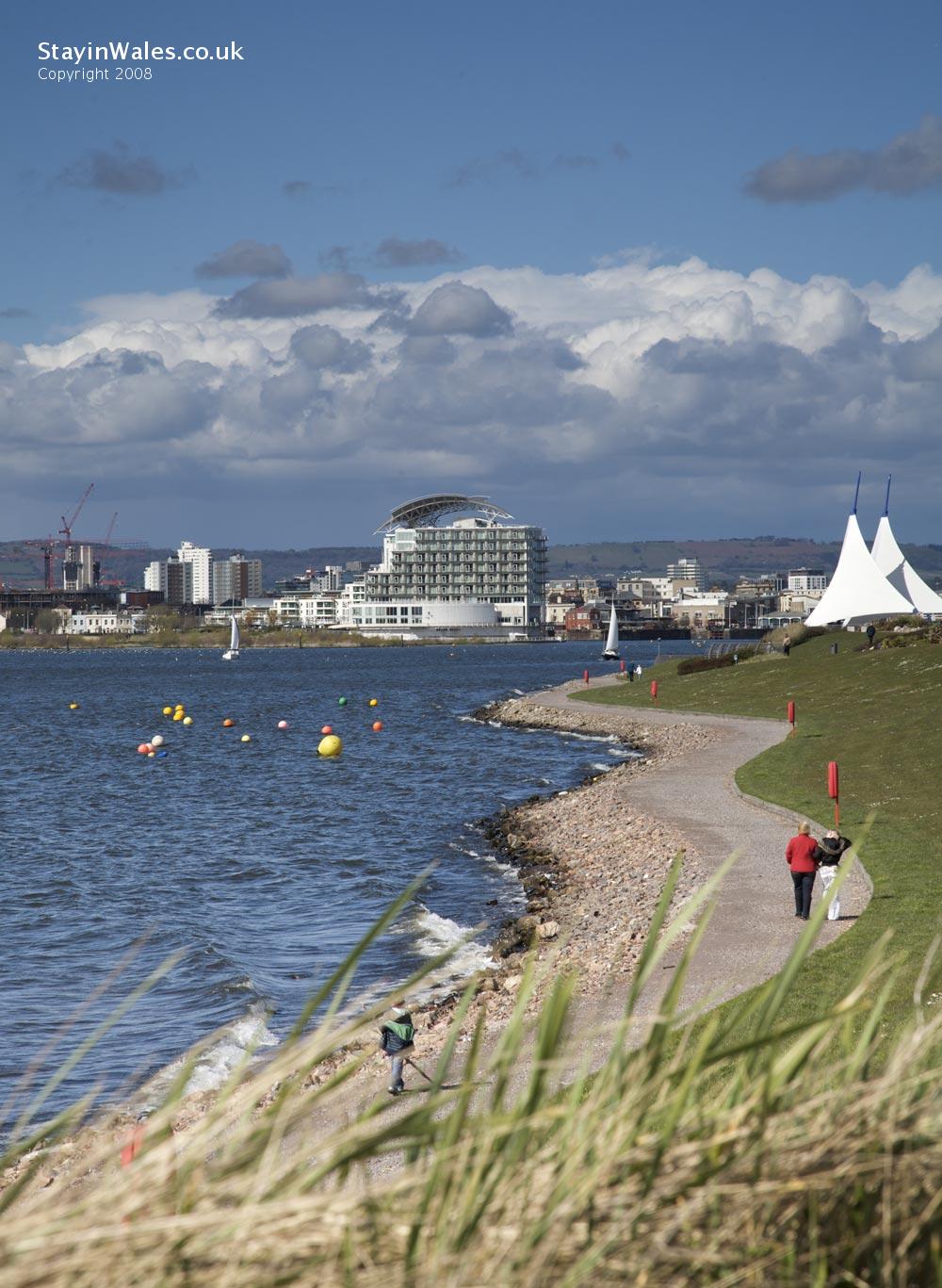 Mermaid Quay seen from Cardiff Bay Barrage