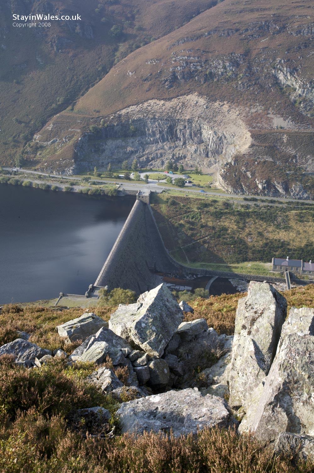View over Caban Coch dam