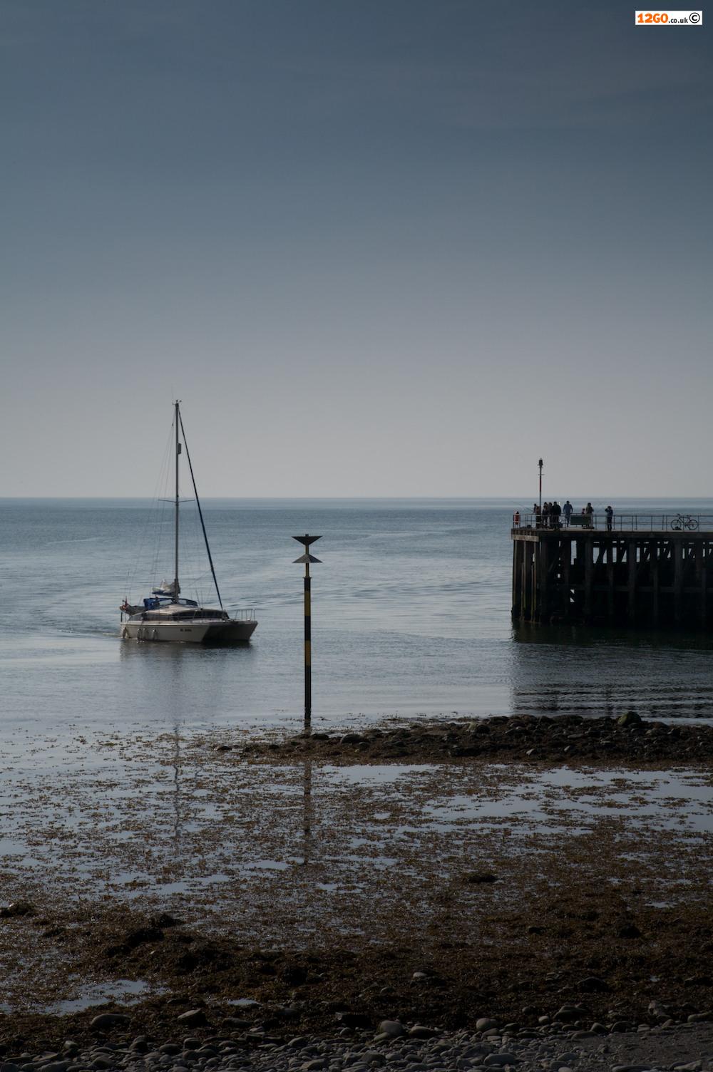 Catamarn approaching Aberystwyth harbour