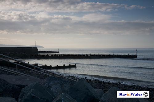Aberaeron harbour and coast