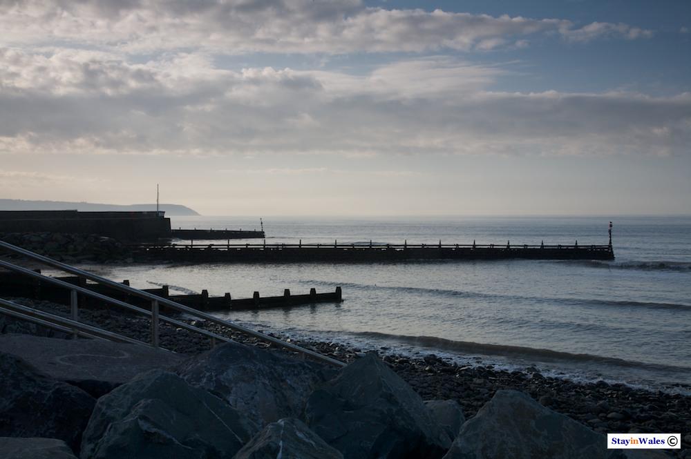 Aberaeron harbour and coast