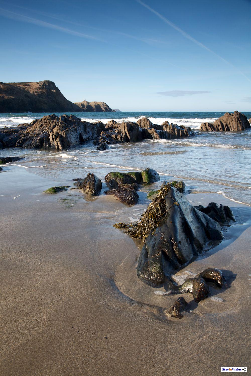 Receding tide at Traeth Llyfn beach