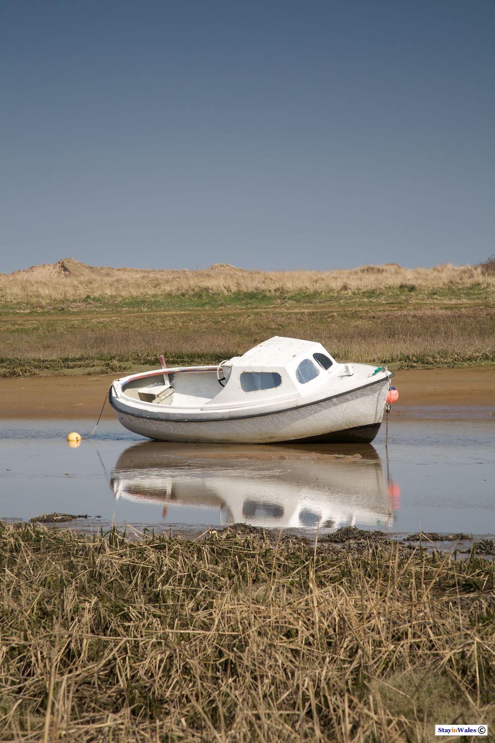 Boat moored at Aberffraw