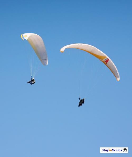 Paragliders over Dinorwig and Elidir Mountain