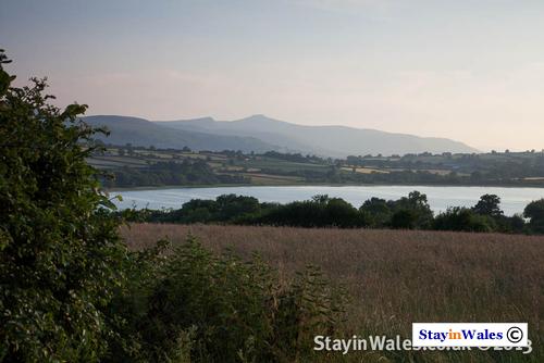 View over Llangorse to the Beacons