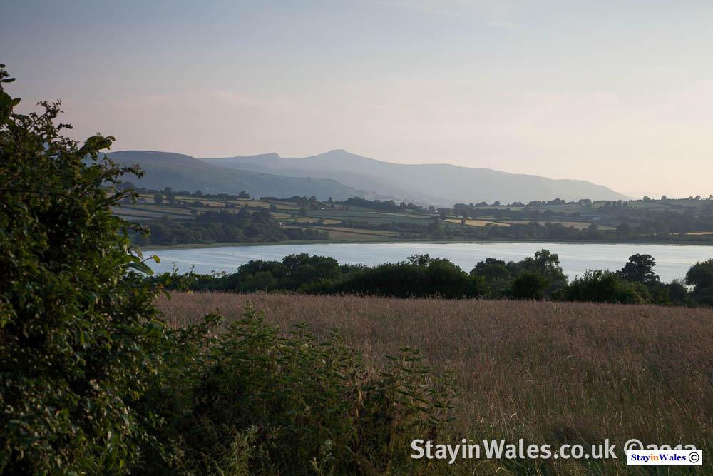View over Llangorse to the Beacons