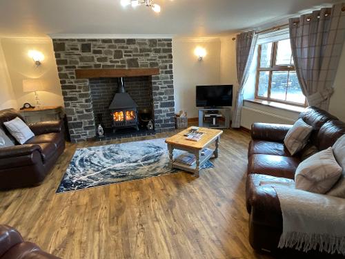 Lounge area with wood burning-stove