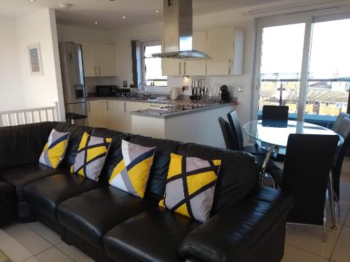Kitchen, dining and living area