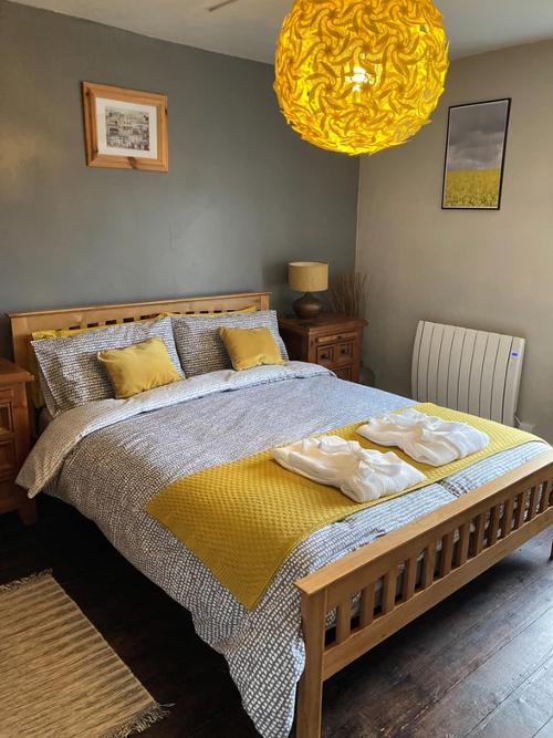 The bedroom, with kingsize bed