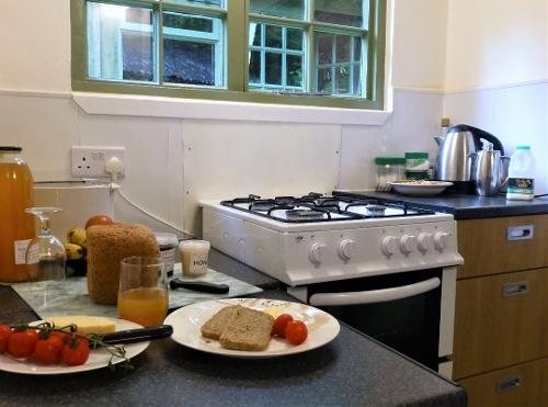 The kitchen has low level workspace for wheelchair access