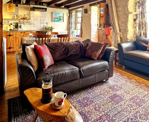 Couches in front of the wood burner
