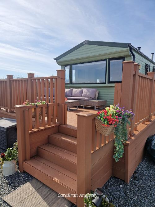 The caravan and decking area