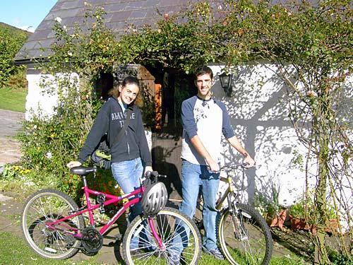 Mountain bikers at the bunkhouse