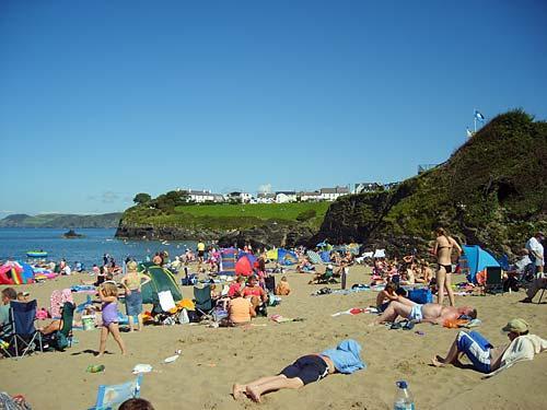 Aberporth beach with carn Ingli in the background