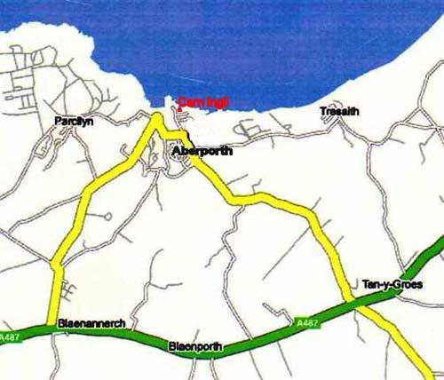 Location of Carn Ingli in Aberporth