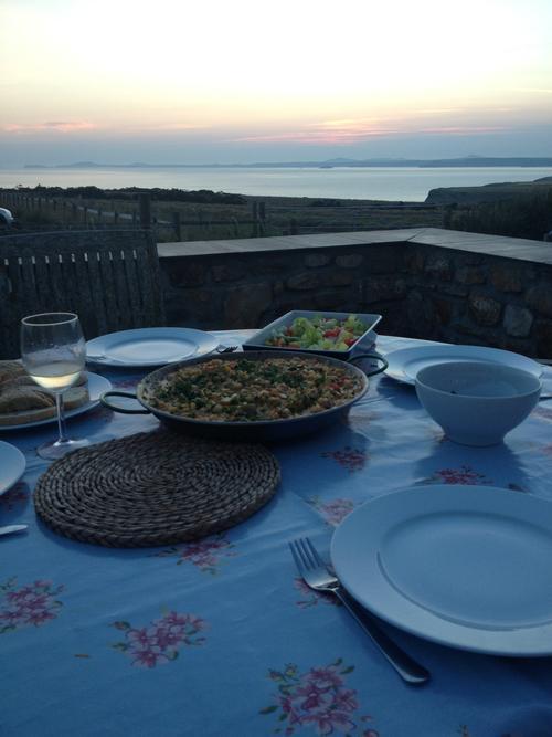 Dinner on the terrace at sunset