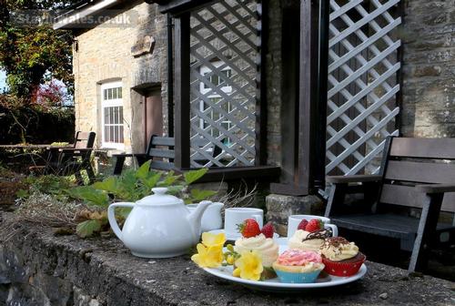 Afternoon tea on Bwthyn Y Saer sun terrace