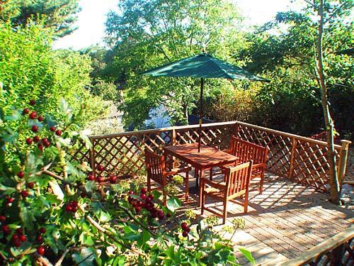 Decking area in the large private garden.