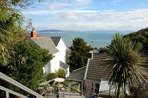 View over the rear garden to Swansea Bay