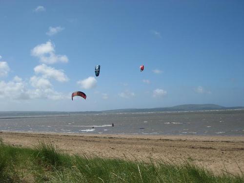 Kite surfing on Llanelli Beach