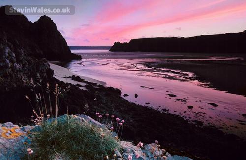 Three Cliffs Bay, one of the Gower''s lovely beaches 20 mins walk