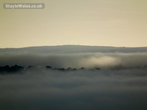 Dawn mist seen from Ysgubor Hen
