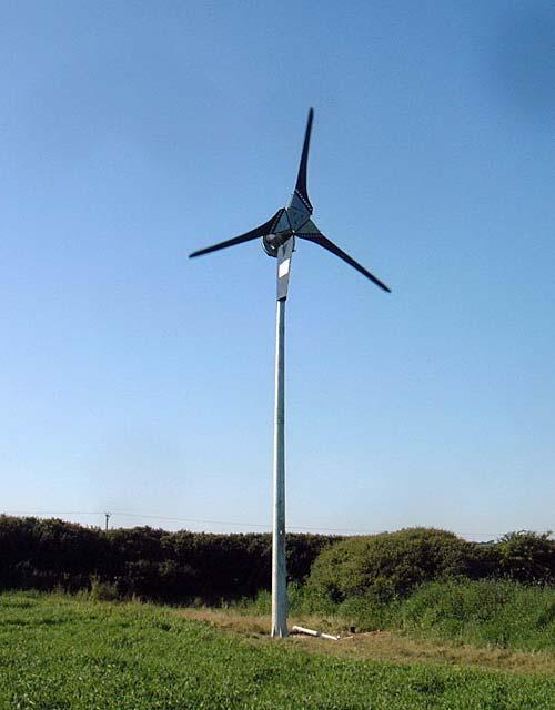 Electricity is generated by a wind turbine