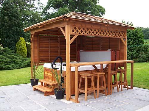 Covered hot tub in the grounds