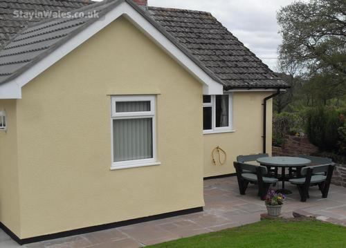 Garden seating and patio area.
