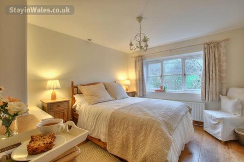 The comfortable main bedroom with mirrored dresser and remote control ceiling lights