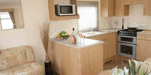 Gold caravan living area
