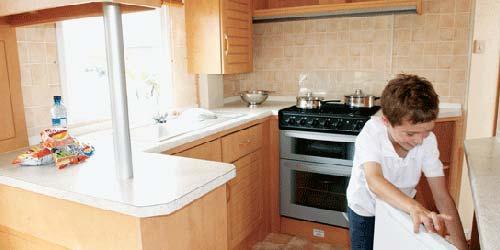 Bronze caravan kitchen