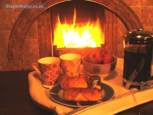 Open fire in the lounge