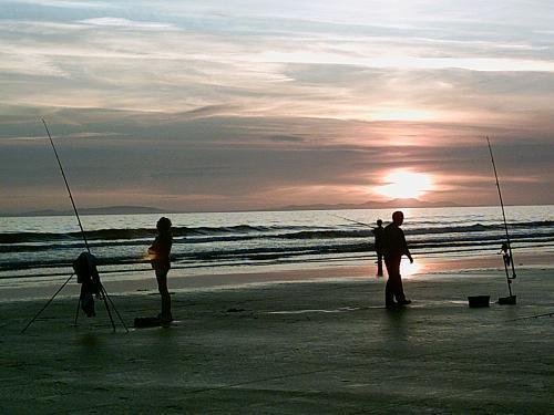 Fishing on the beach