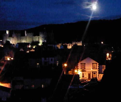A night view of the cottage seen from the town walls
