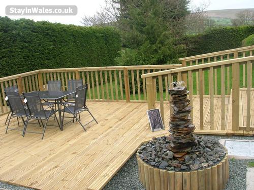 New Decking Area and Unique Fossil Fountain.