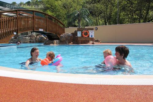 Family in the cardigan Bay Pool