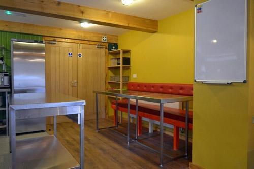 One of the two dining tables