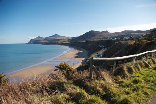 View across the Morfa Bay to Yr Eifl