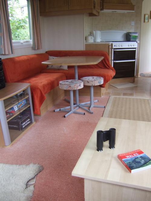 Dining area in caravan
