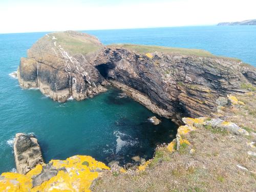 Accessed via the coastal path from LLangrannog - Ynys Lochtyn