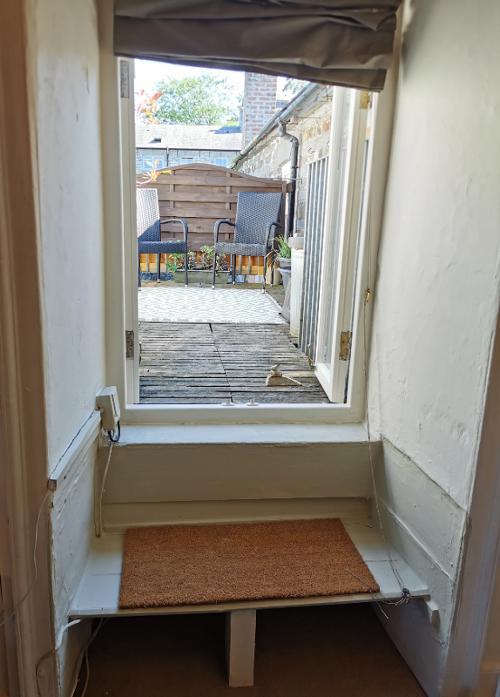 Step out to the decked balcony